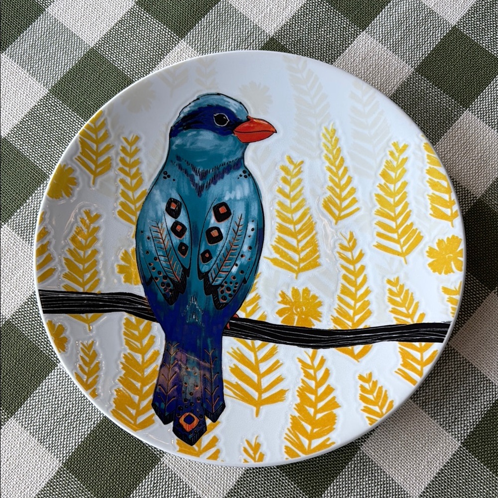 Pier 1 Stoneware Dish - Tropical Bird